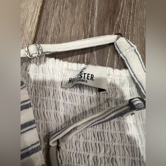 Hollister White and Blue Tie Front Mini Dress - Picture 4 of 5